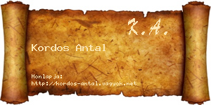 Kordos Antal névjegykártya